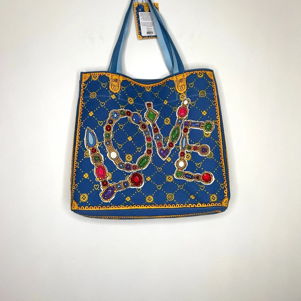 Brighton Holiday Glittering Love Limited Edition Large Canvas Tote Bag NWT - Picture 2 of 5